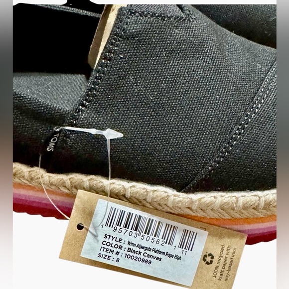 New in Box—TOMS Alpargata Platform Rope High Espadrille in Black-Size 8 - Picture 15 of 16